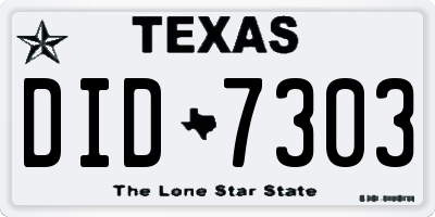 TX license plate DID7303
