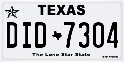 TX license plate DID7304