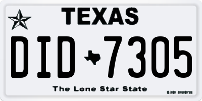 TX license plate DID7305
