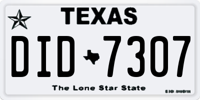 TX license plate DID7307