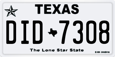 TX license plate DID7308