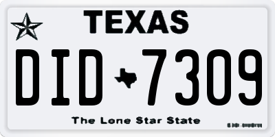 TX license plate DID7309