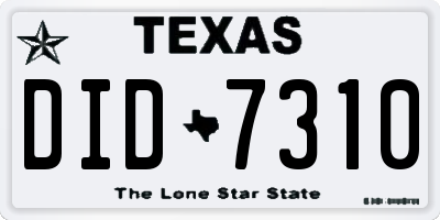 TX license plate DID7310