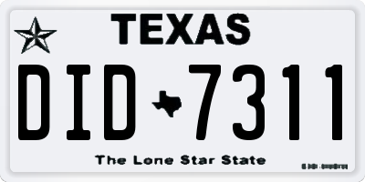 TX license plate DID7311