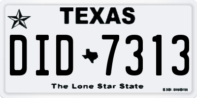 TX license plate DID7313