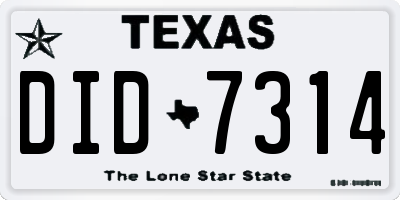 TX license plate DID7314