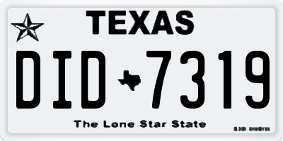 TX license plate DID7319