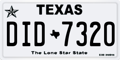 TX license plate DID7320