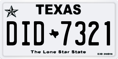 TX license plate DID7321