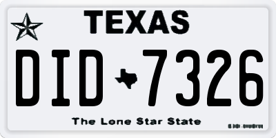 TX license plate DID7326