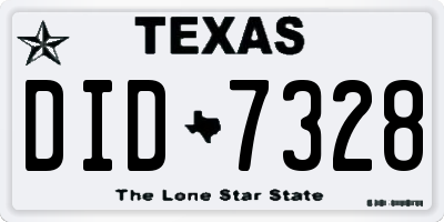 TX license plate DID7328