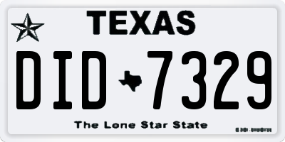 TX license plate DID7329