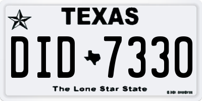 TX license plate DID7330