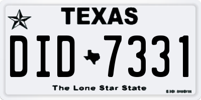TX license plate DID7331