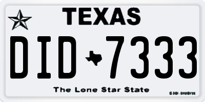TX license plate DID7333