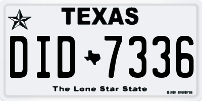 TX license plate DID7336
