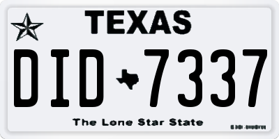 TX license plate DID7337