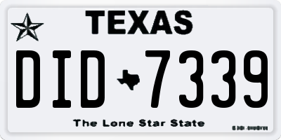 TX license plate DID7339