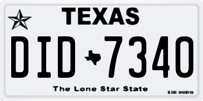 TX license plate DID7340