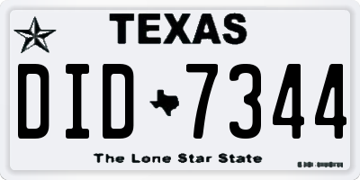 TX license plate DID7344