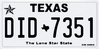 TX license plate DID7351