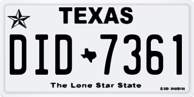 TX license plate DID7361