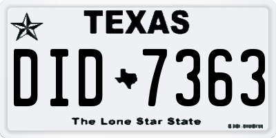 TX license plate DID7363