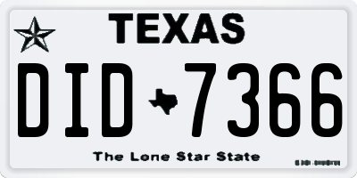 TX license plate DID7366