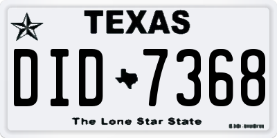 TX license plate DID7368