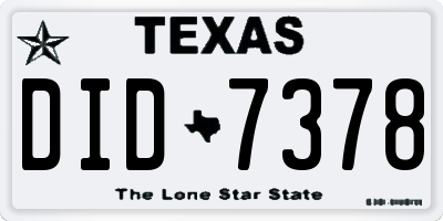 TX license plate DID7378