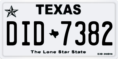 TX license plate DID7382
