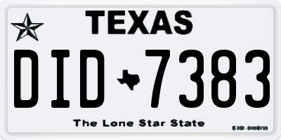 TX license plate DID7383