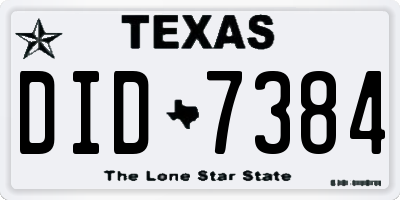 TX license plate DID7384