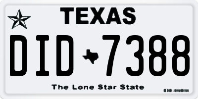 TX license plate DID7388