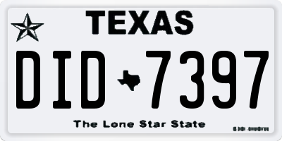 TX license plate DID7397