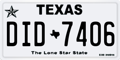 TX license plate DID7406