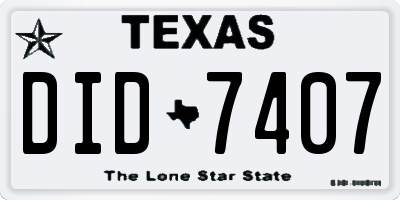 TX license plate DID7407