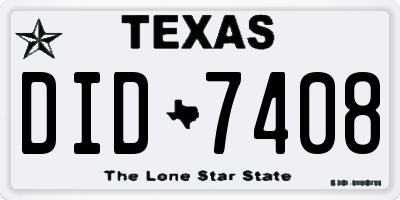 TX license plate DID7408