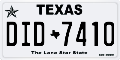 TX license plate DID7410