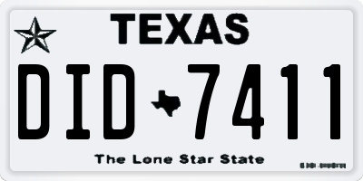 TX license plate DID7411