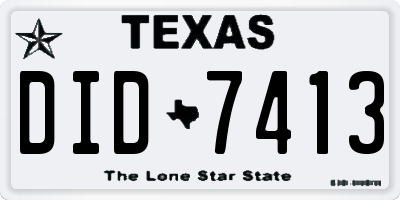 TX license plate DID7413