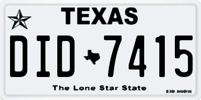 TX license plate DID7415