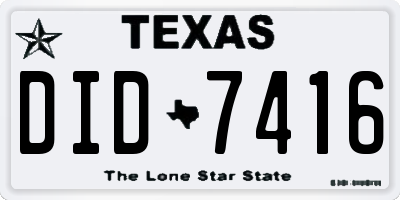 TX license plate DID7416