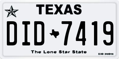 TX license plate DID7419