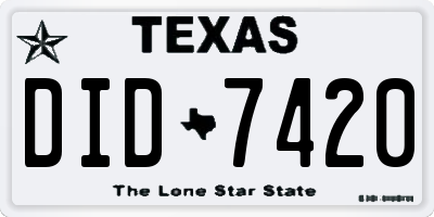 TX license plate DID7420