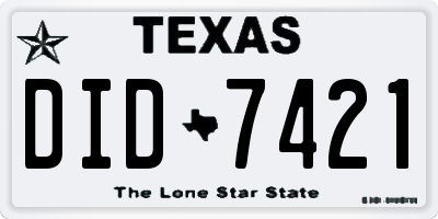 TX license plate DID7421