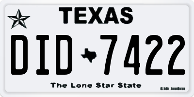 TX license plate DID7422