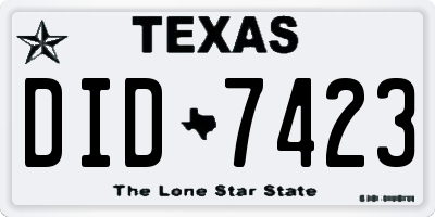 TX license plate DID7423