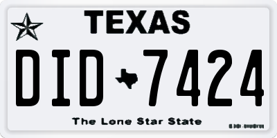 TX license plate DID7424