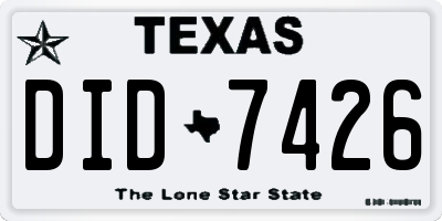 TX license plate DID7426